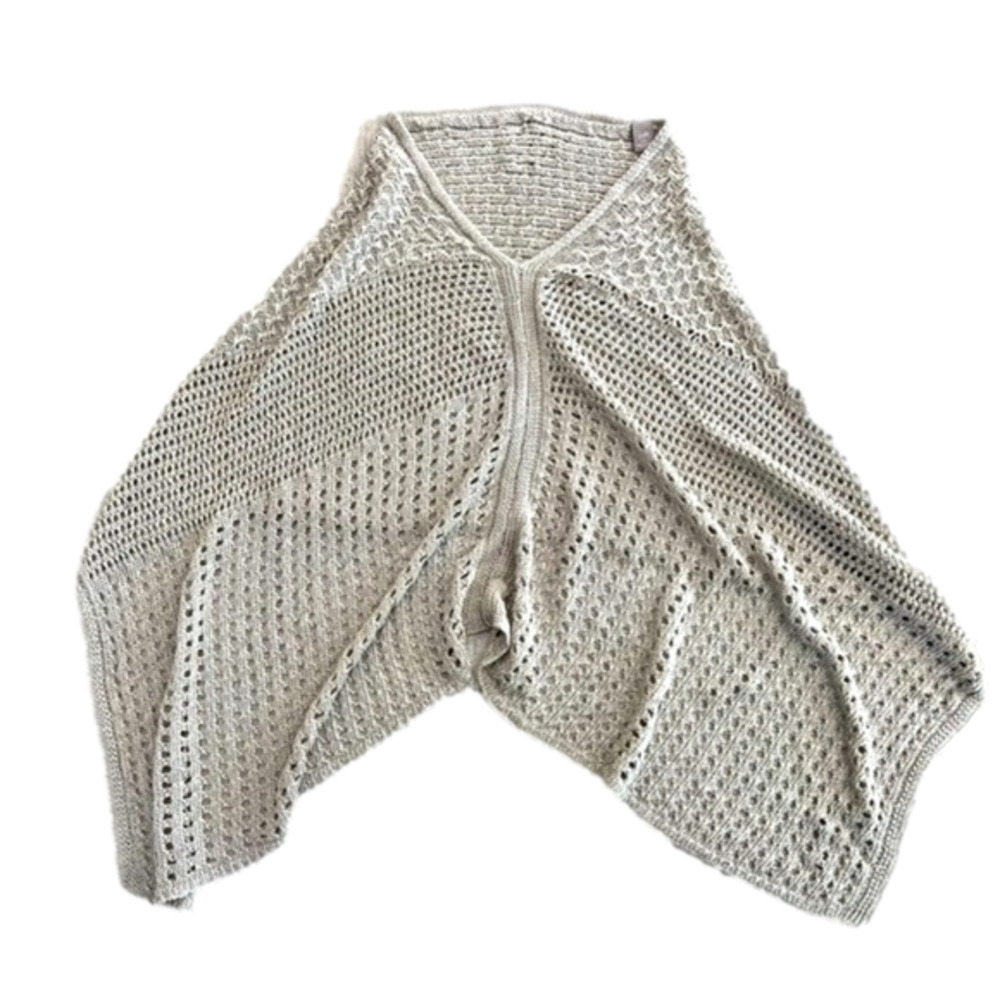 J. Jill Cream Crochet Shawl/Poncho Size: OS
